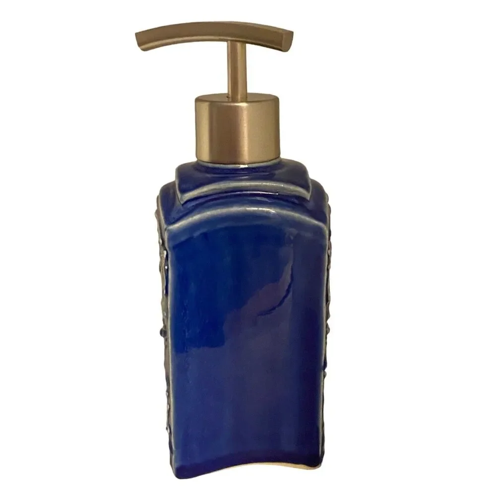#8188 COBALT BLUE WITH SILVER COUNTER SOAP DISPENSER AET  BIRD LOGO HAND MADE